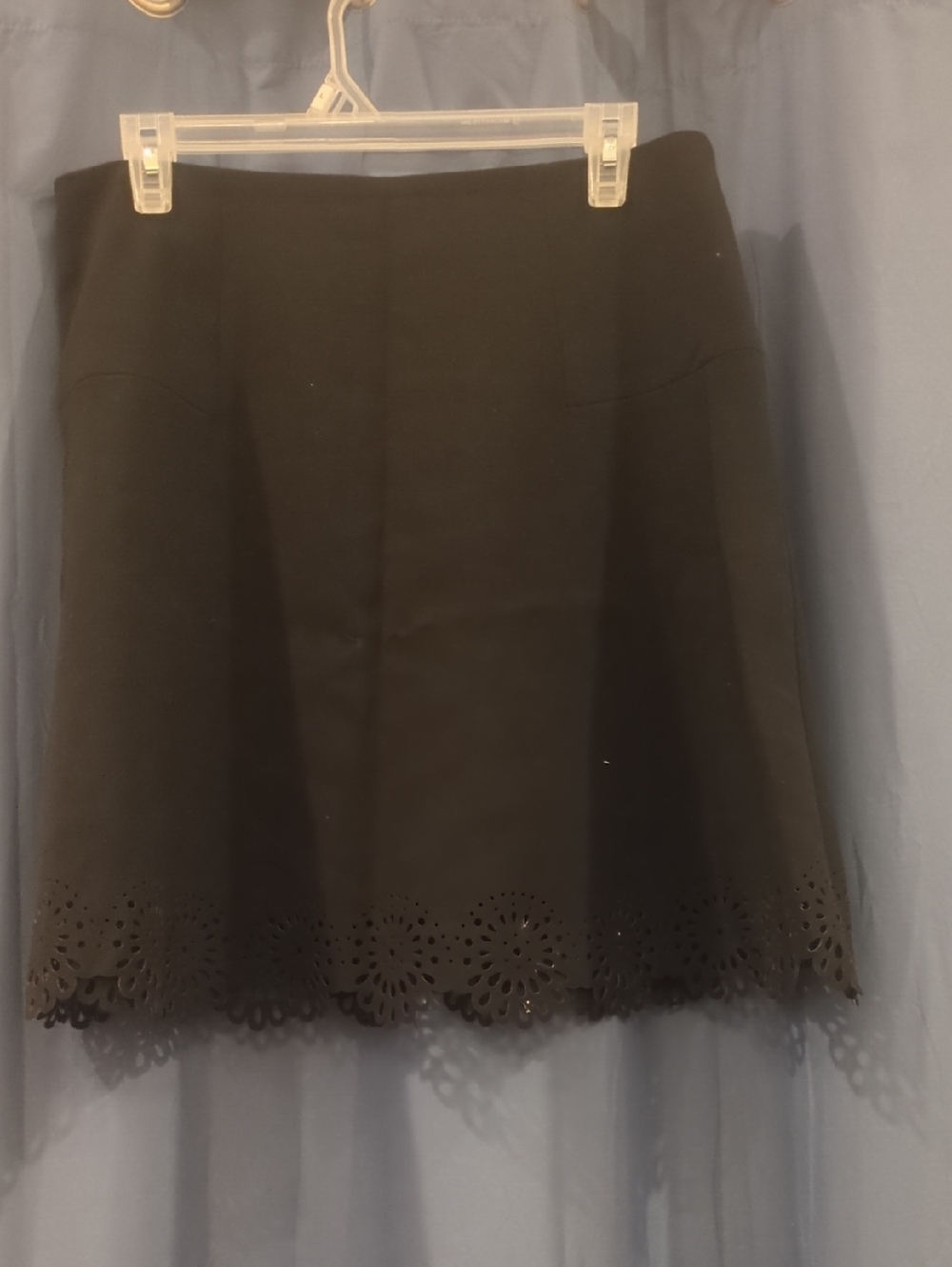 Loft Black A-Line Skirt with Laser-Cut Hem